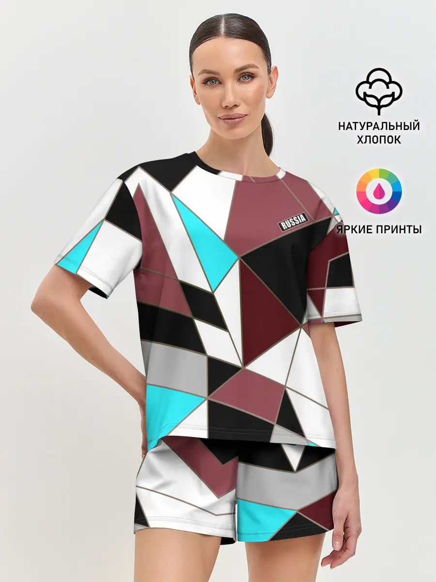 Женская пижама с шортами / Геометрический узор