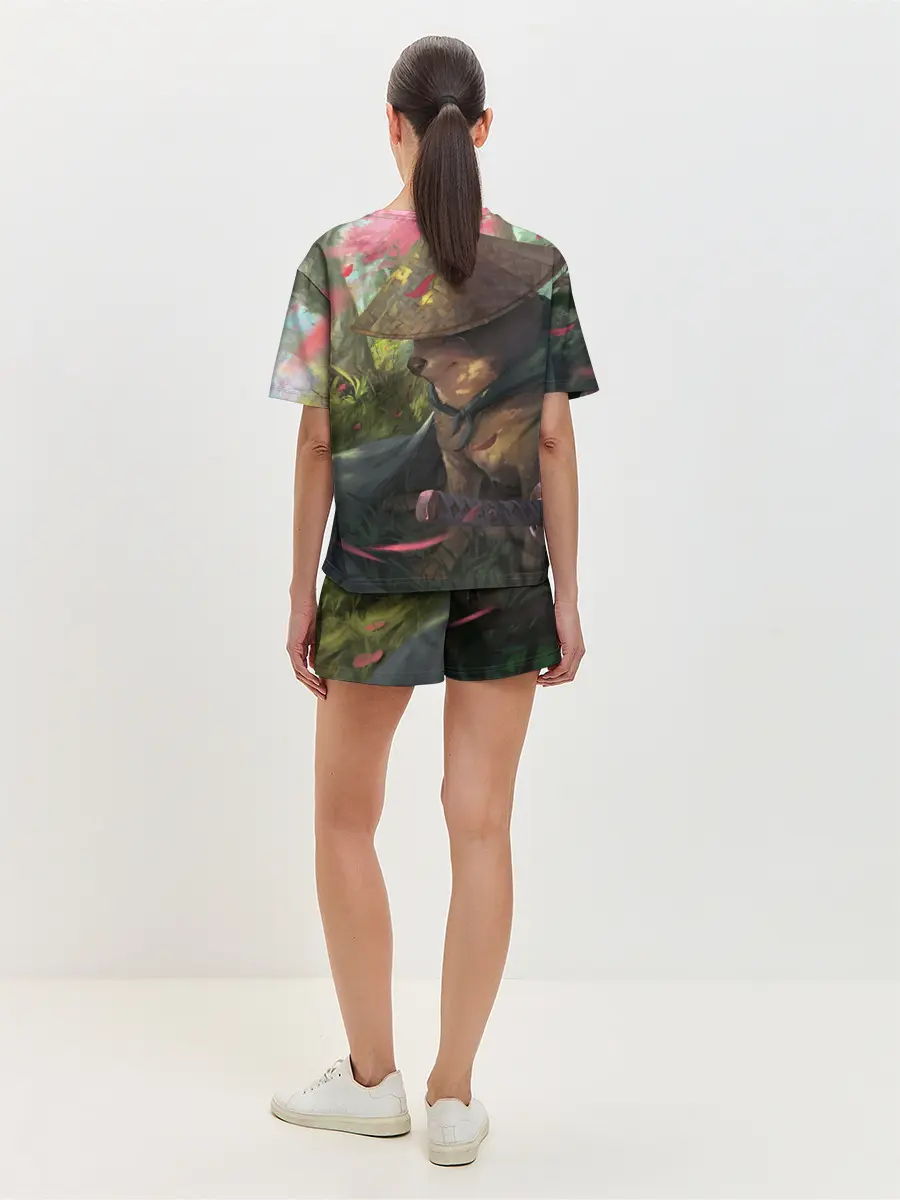 Женская пижама с шортами / Собака Самурай плачет мем