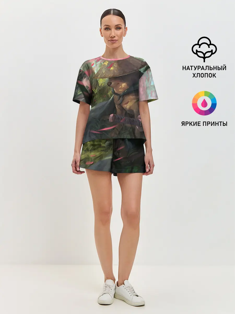 Женская пижама с шортами / Собака Самурай плачет мем