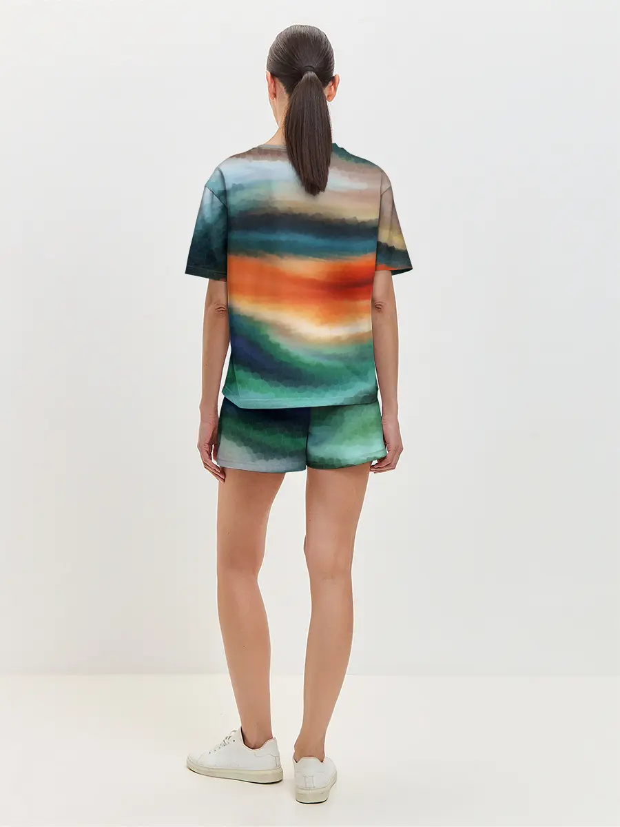 Женская пижама с шортами / Мозаичный абстрактный узор