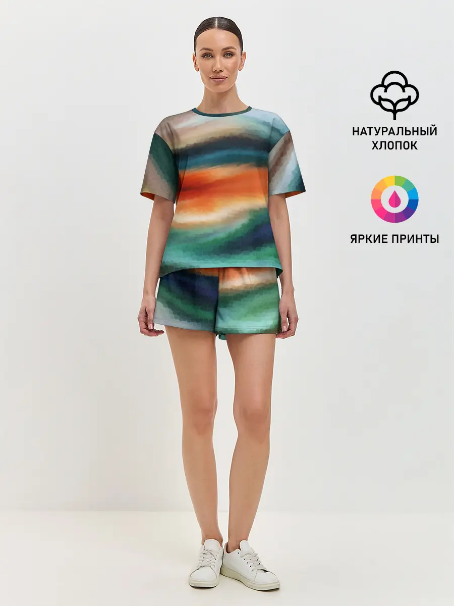 Женская пижама с шортами / Мозаичный абстрактный узор