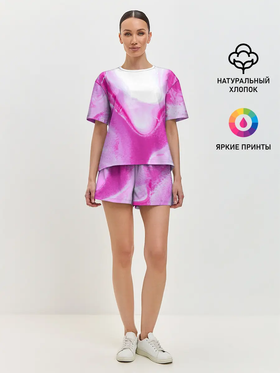 Женская пижама с шортами / Жидкий пурпур