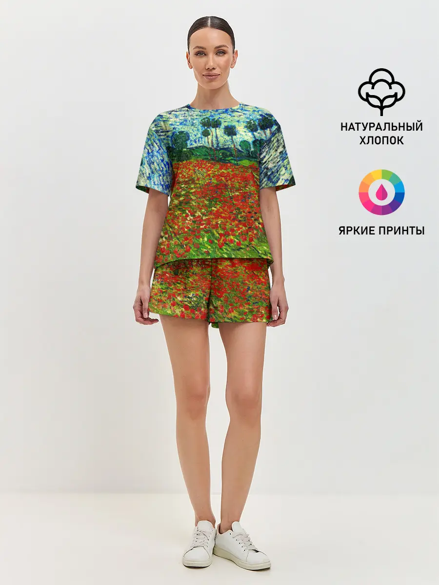 Женская пижама с шортами / Поле с маками, Ван Гог