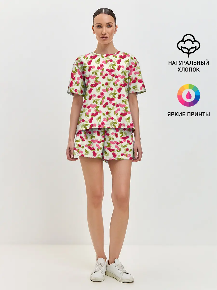 Женская пижама с шортами / Спелая вишня