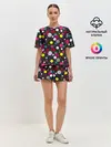 Женская пижама с шортами / Разноцветный горох на черном