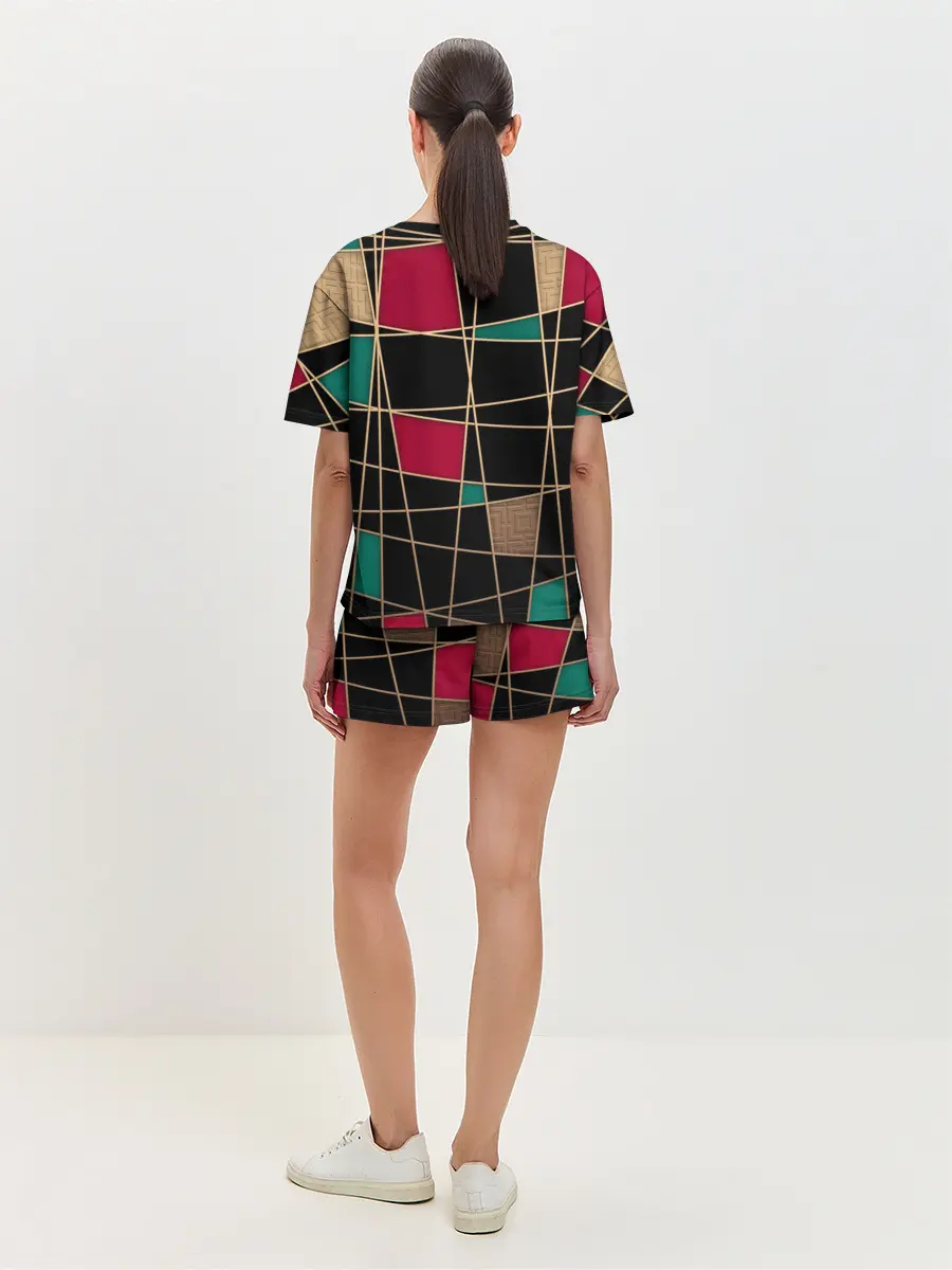 Женская пижама с шортами / Модный абстрактный узор