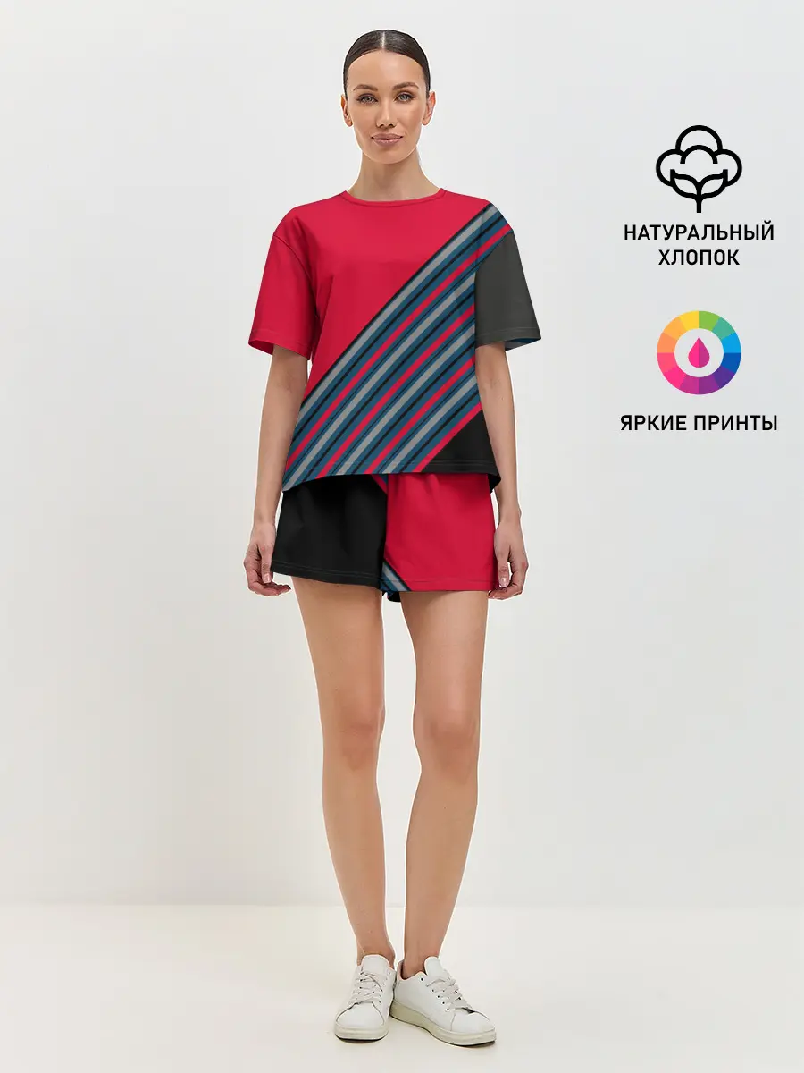 Женская пижама с шортами / Абстрактный асимметричный