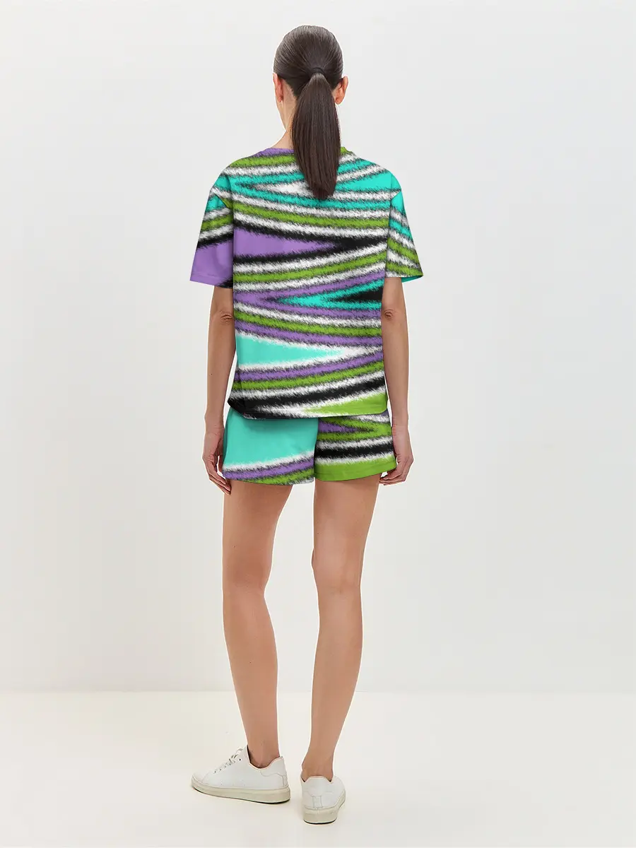 Женская пижама с шортами / Абстрактный асимметричный