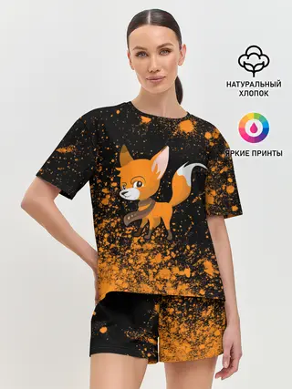 Женская пижама с шортами / Лиса - В Шарфике - Взрыв