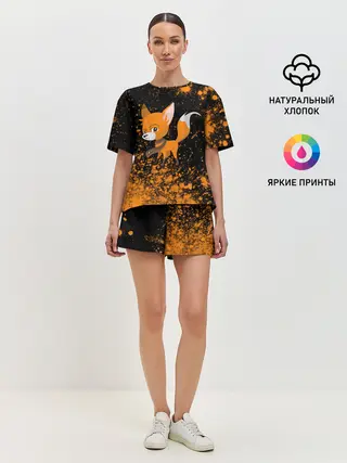 Женская пижама с шортами / Лиса - В Шарфике - Взрыв