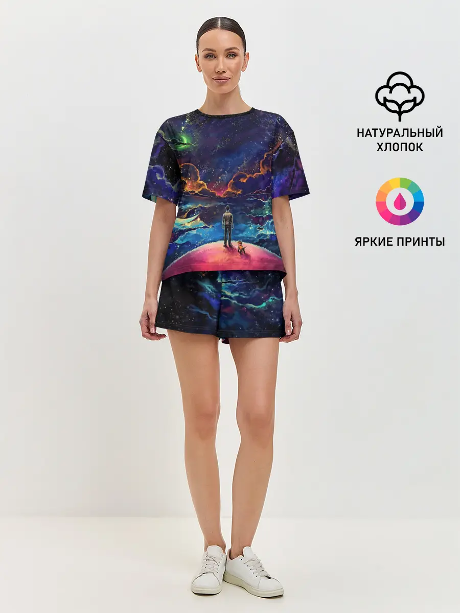 Женская пижама с шортами / Глубокий космос