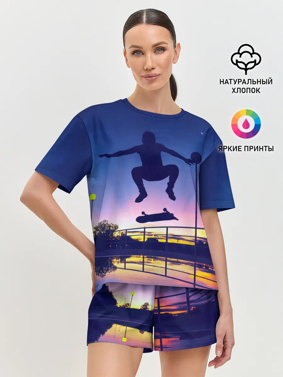 Женская пижама с шортами / Skateboarding