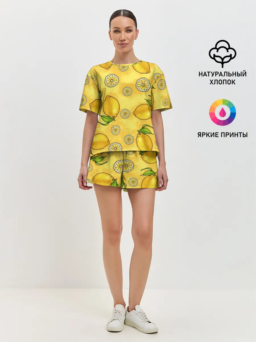 Женская пижама с шортами / Лимончик