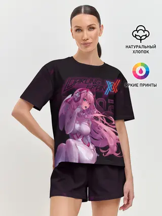 Женская пижама с шортами / Zero Two в наушниках