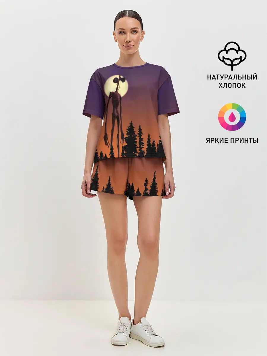 Женская пижама с шортами / Gradient Forest Siren Head