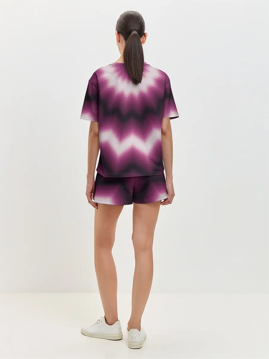 Женская пижама с шортами / Черно-пурпурный калейдоскоп