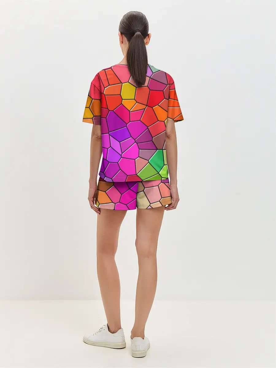 Женская пижама с шортами / Мозаика цветная