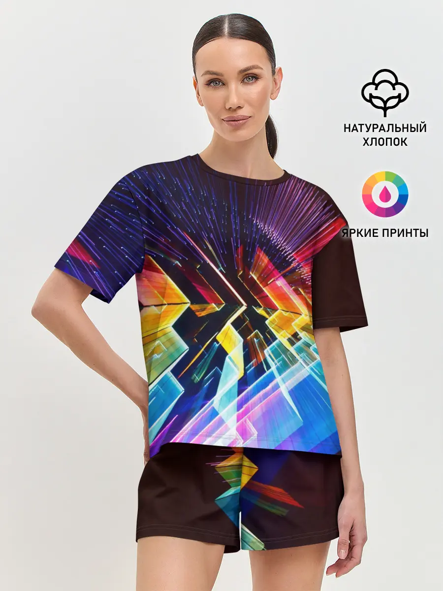 Женская пижама с шортами / Цифровая радуга