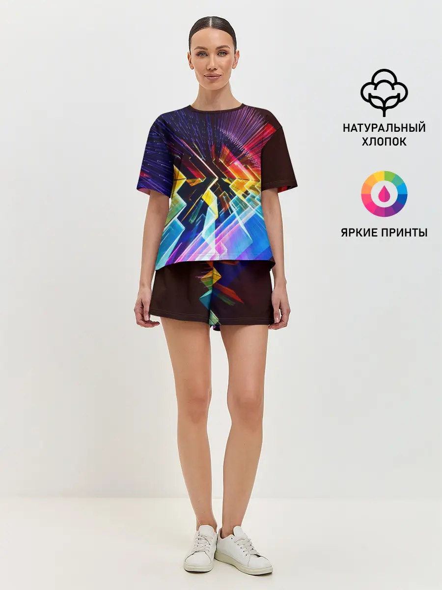 Женская пижама с шортами / Цифровая радуга