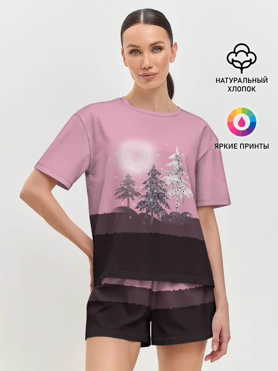 Женская пижама с шортами / Розовое сияние