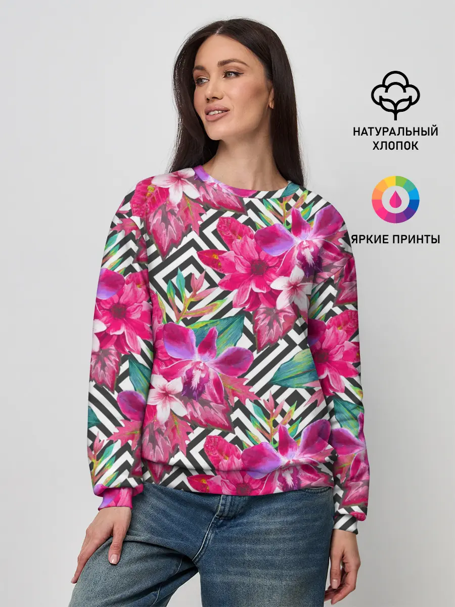 Женский свитшот / Тропические цветы