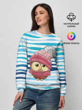 Женский свитшот / Сова в шапке
