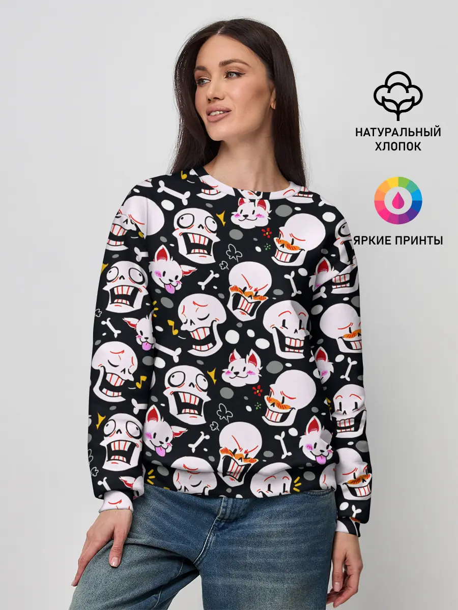 Женский свитшот / Черепа и Котики