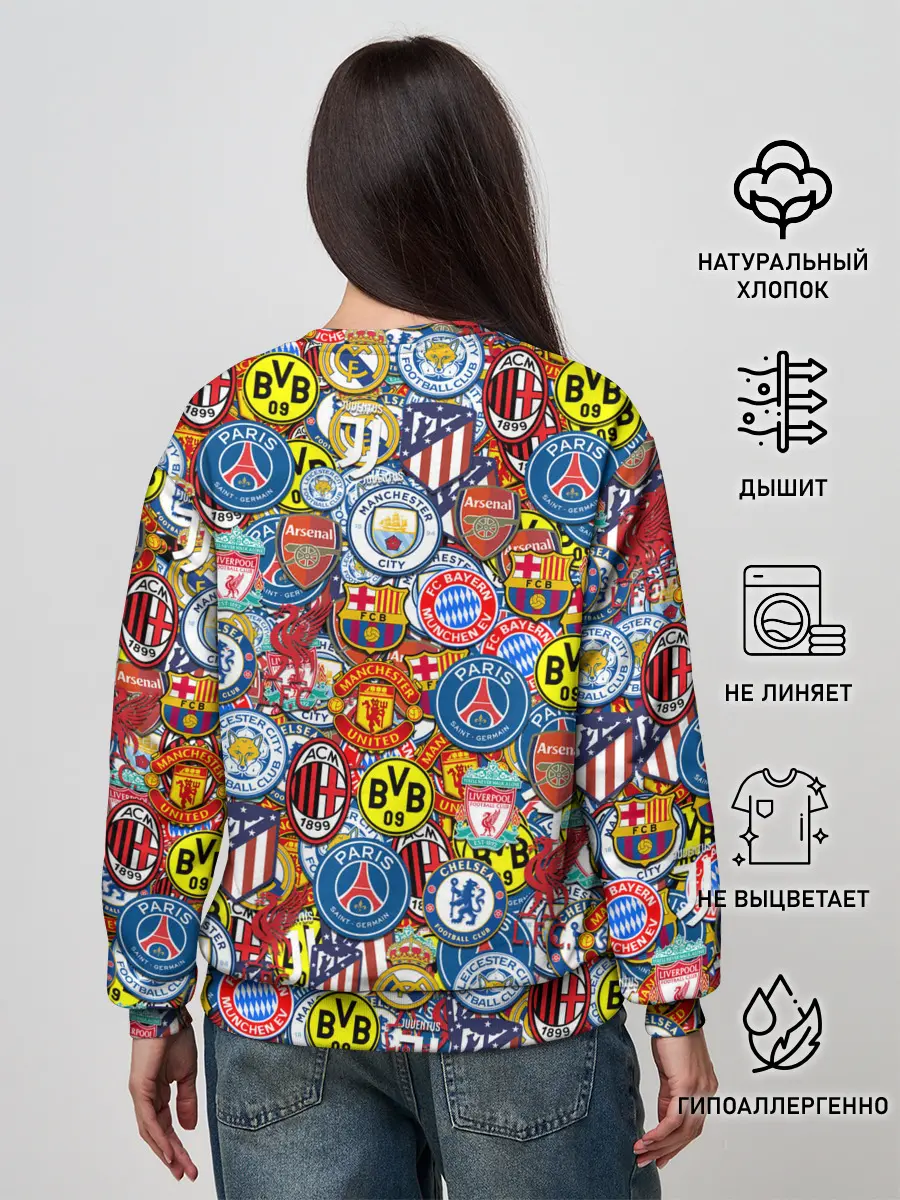 Женский свитшот / ЛОГОТИПЫ ФУТБОЛЬНЫХ КОМАНД