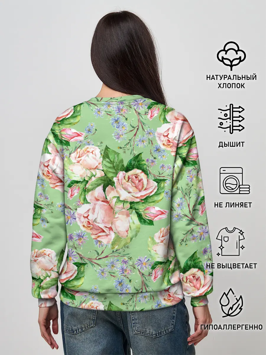 Женский свитшот / Розы и васильки