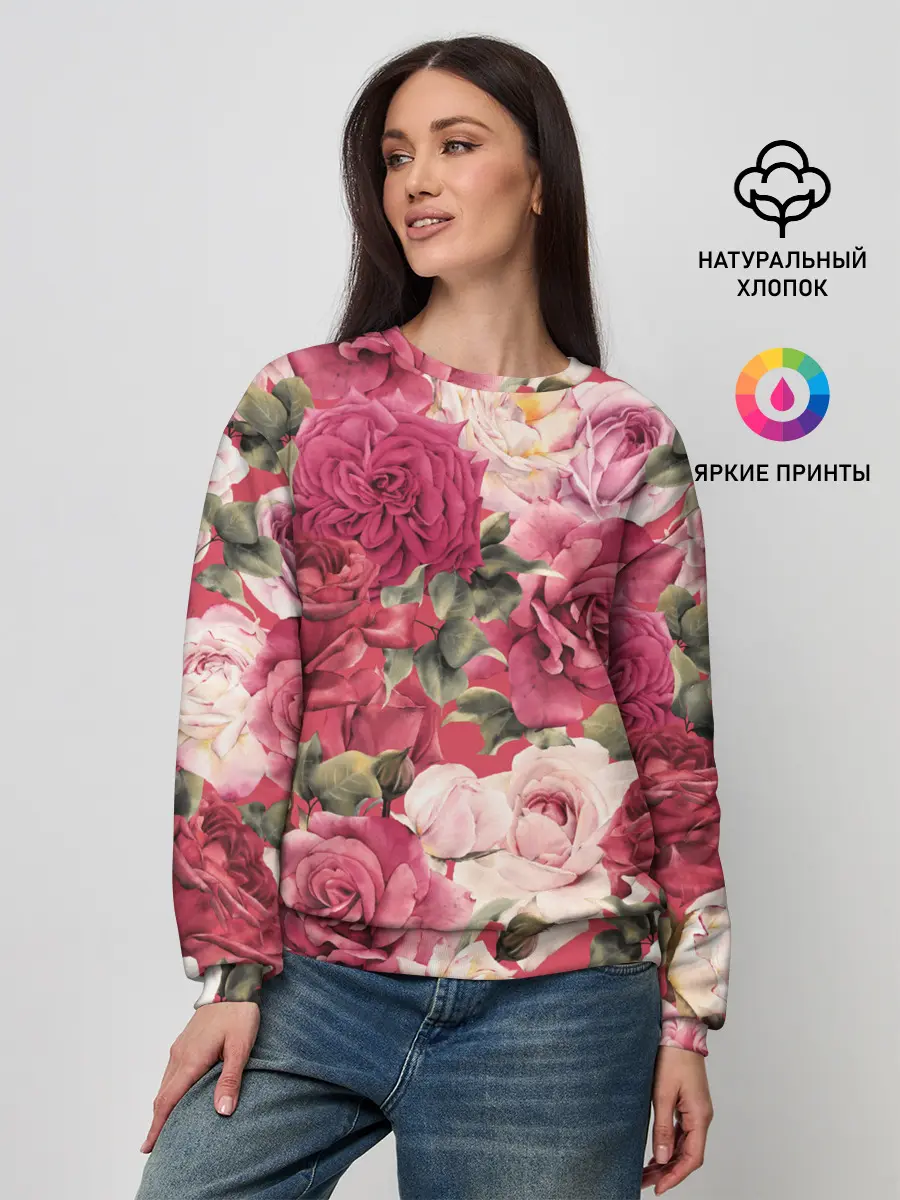Женский свитшот / Акварель, розы