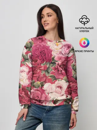 Женский свитшот / Акварель, розы