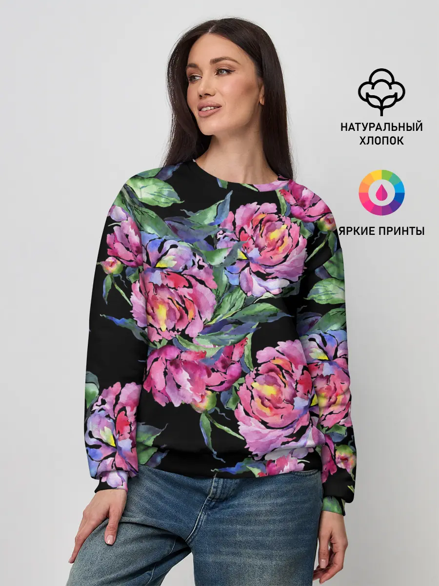 Женский свитшот / Розовые пионы