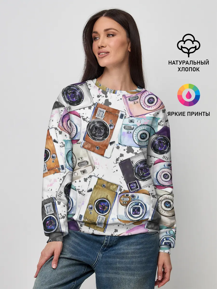 Женский свитшот / Старинные фотоаппараты