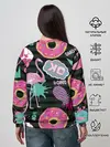Женский свитшот / Пончики, мопсы и фламинго.