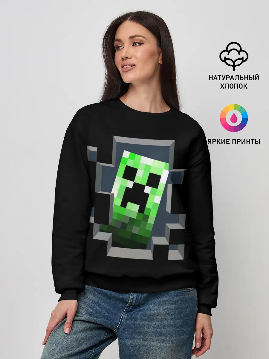 Женский свитшот / Майнкрафт, Крипер