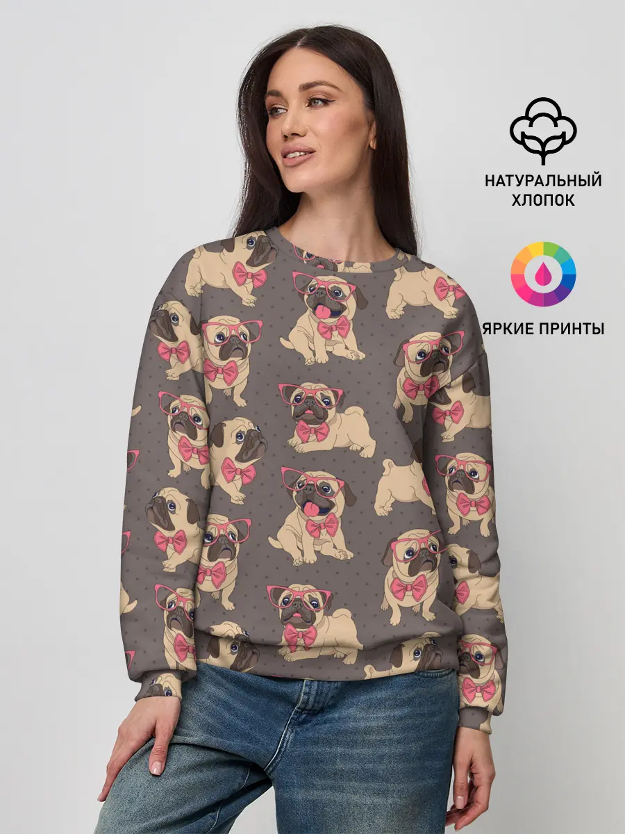 Женский свитшот / Мопсы
