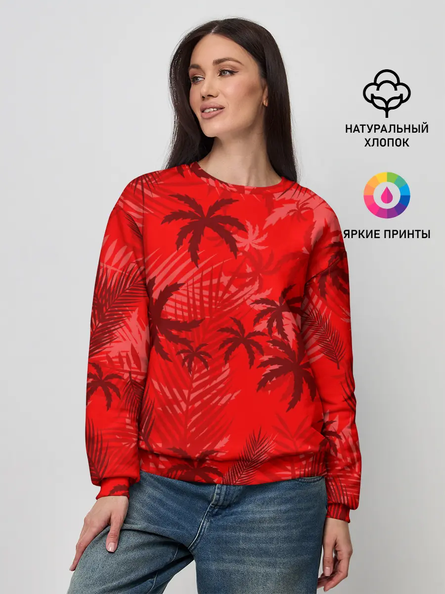 Женский свитшот / ПАЛЬМЫ / ТРОПИКИ / ЛЕТО