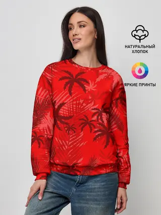 Женский свитшот / ПАЛЬМЫ / ТРОПИКИ / ЛЕТО