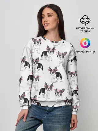 Женский свитшот / Французские бульдоги в очках