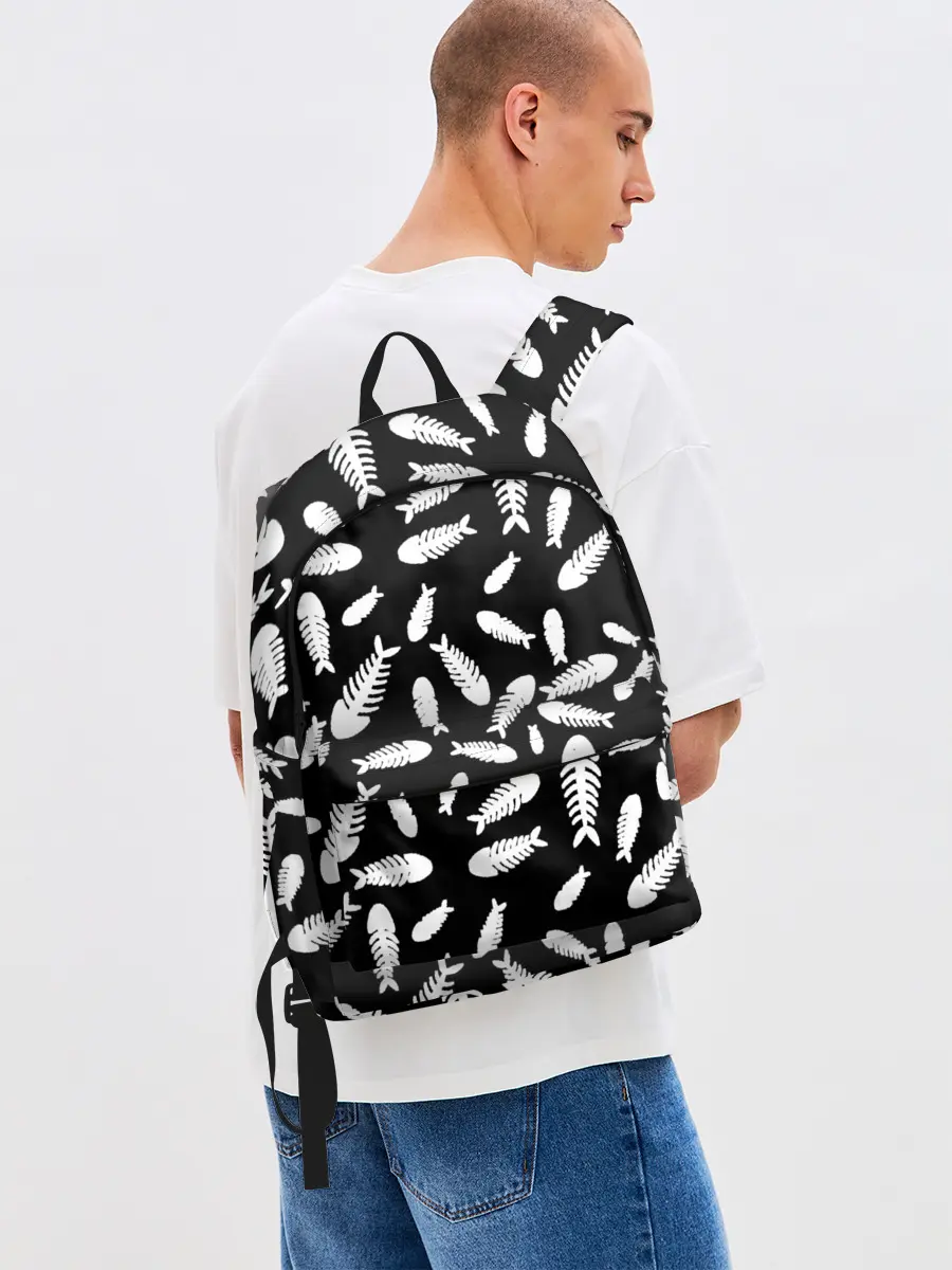 Рюкзак джинсовый / Скелеты рыб