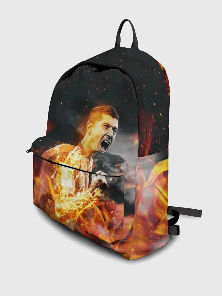 Рюкзак джинсовый / РОБЕРТ ЛЕВАНДОВСКИ / ОГОНЬ