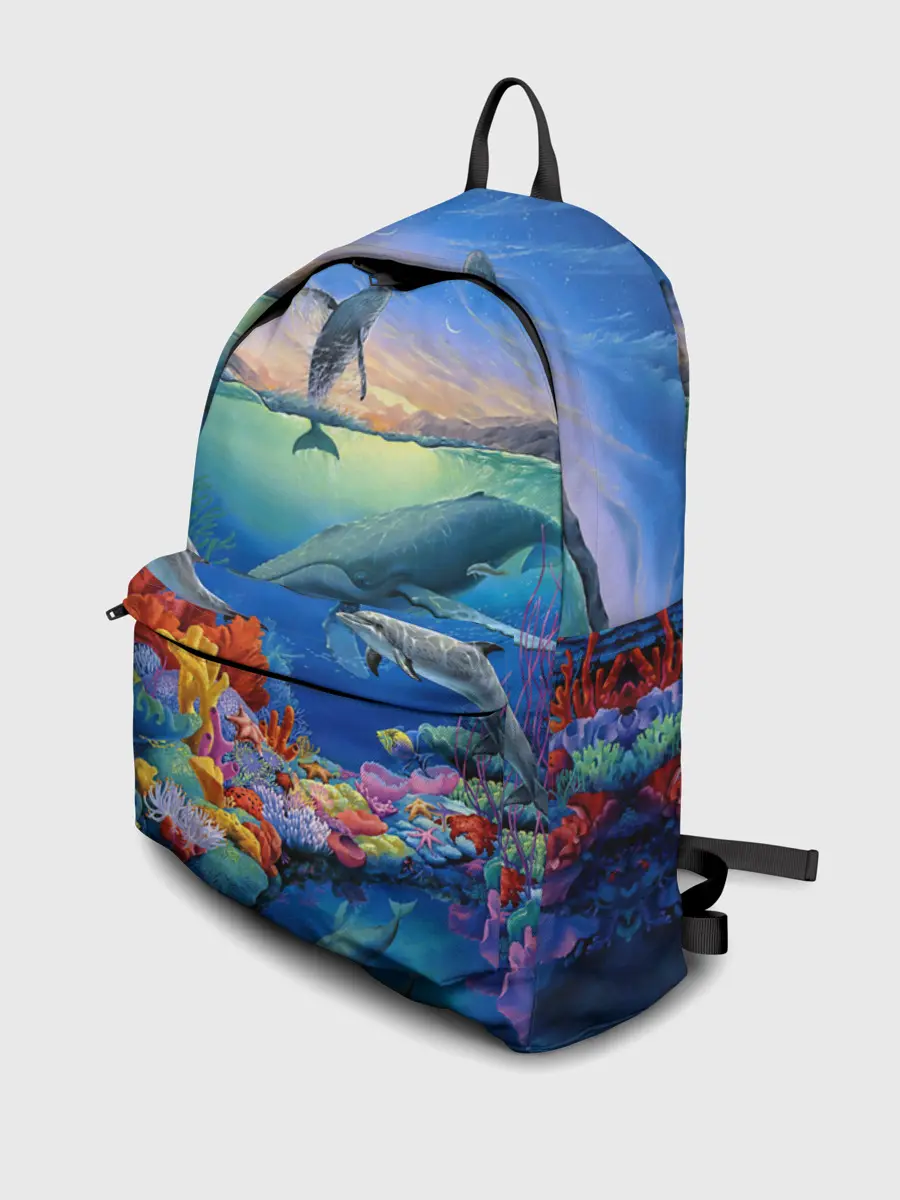 Рюкзак джинсовый / Киты и дельфины