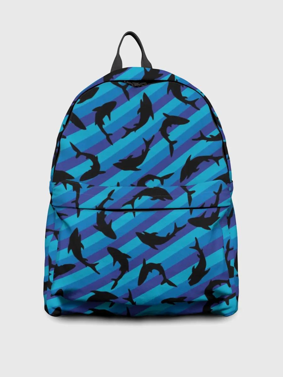 Рюкзак джинсовый / Черные акулы паттерн