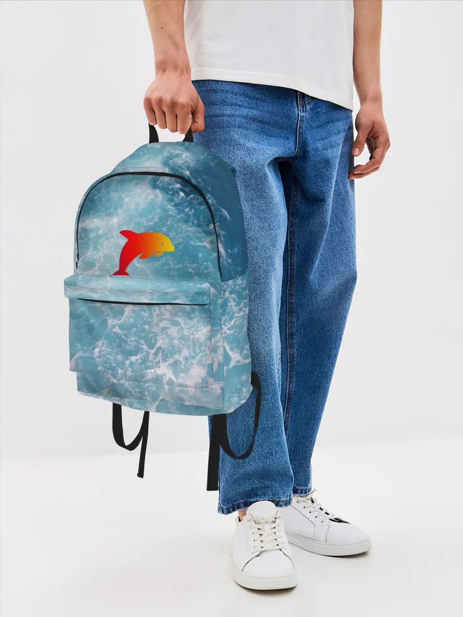 Рюкзак джинсовый / Дельфин в море