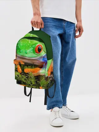 Рюкзак джинсовый / Тропическая лягушка