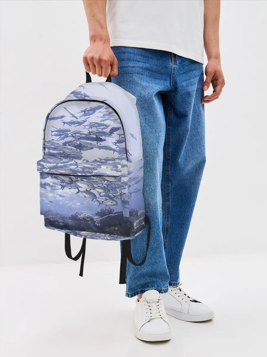 Рюкзак джинсовый / Косяк рыбы