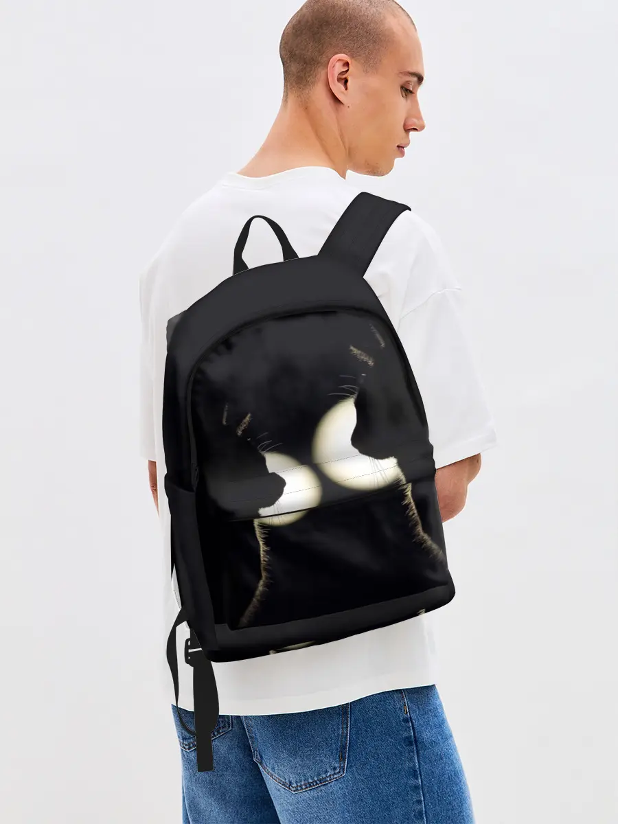 Рюкзак джинсовый / Пара | Силуэты черных кошек