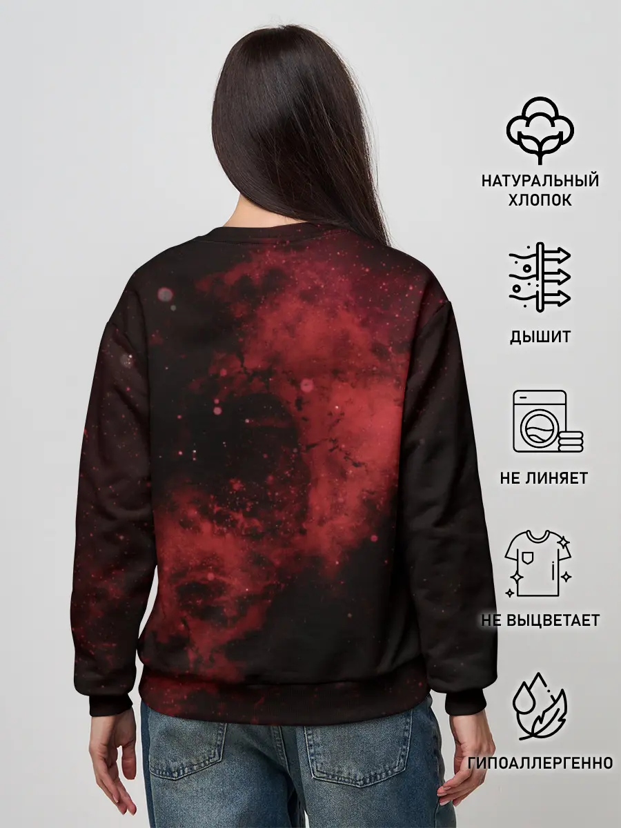 Женский свитшот / Эмблема Черного клевера на космическом фоне