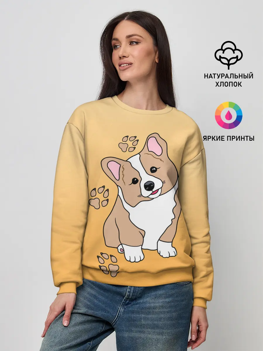 Женский свитшот / Персик Корги