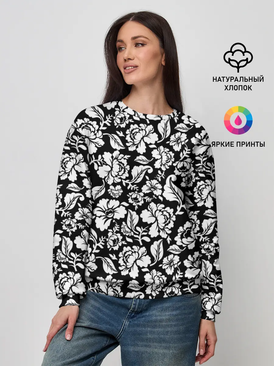 Женский свитшот / White flowers